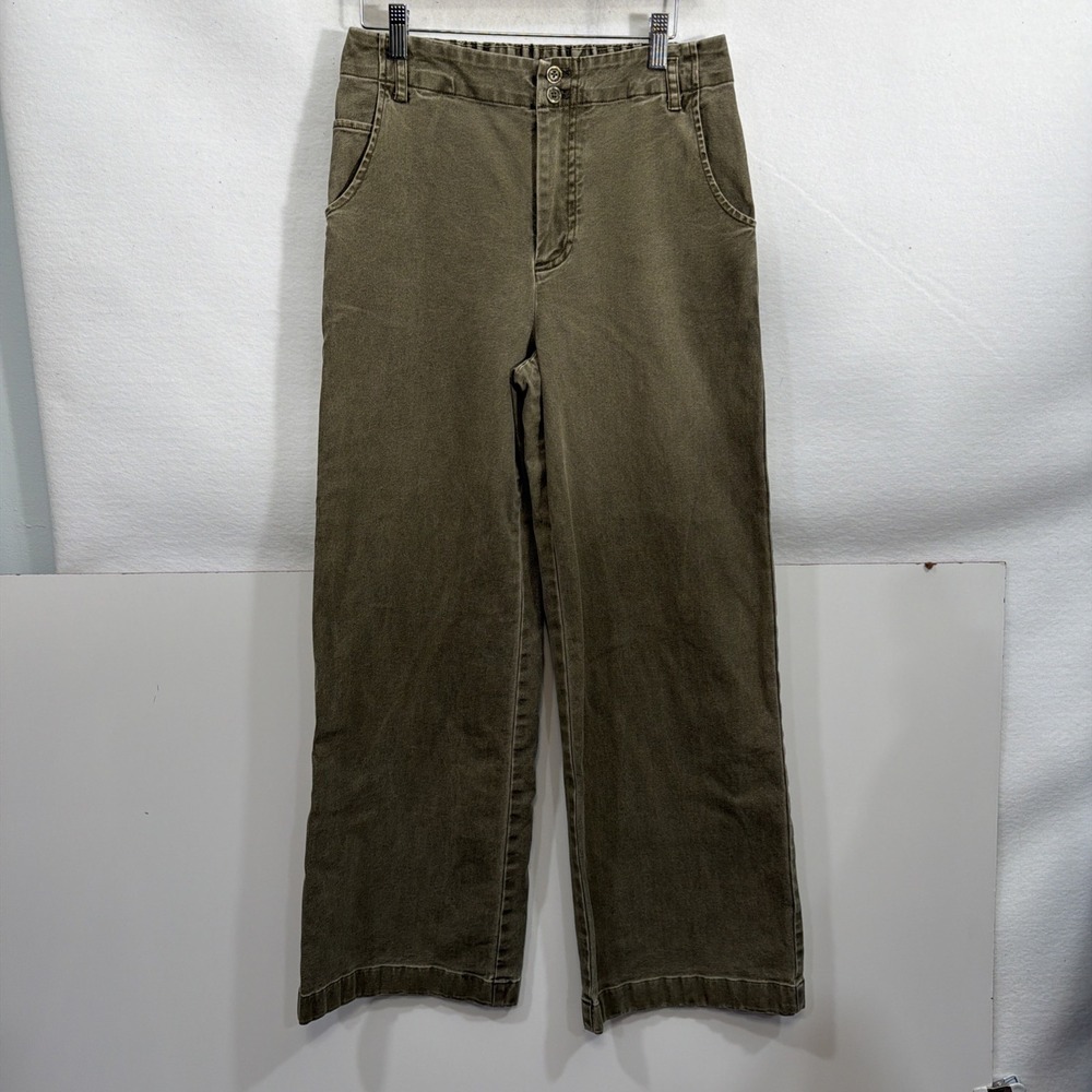 YOUNG FABULOUS & BROKE YFB WIDE LEG PANTS Boho Olive‎ Green Size M Y2K Hippie